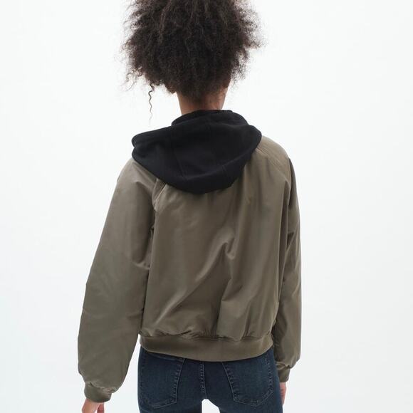 Aeropostale Hooded Bomber Jacket - Green - Large - Picture 4 of 16